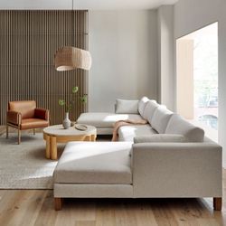 Crate and Barrel 3-Piece Sectional Sofa with Wood Legs