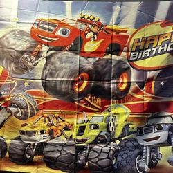 Speed Big Wheel Cars Cartoon Background Backdrop