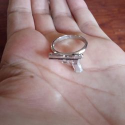 Silver Tone Gun Ring Brand New Size 9