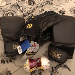 Wilson Glove And Baseballs