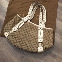Gucci braided Pelham canvas bag with dust bag