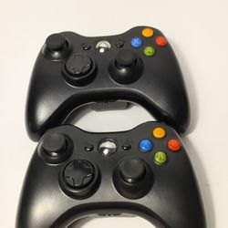 2 Microsoft Xbox 360 Black Wireless Controller Genuine Original OEM Model 1403