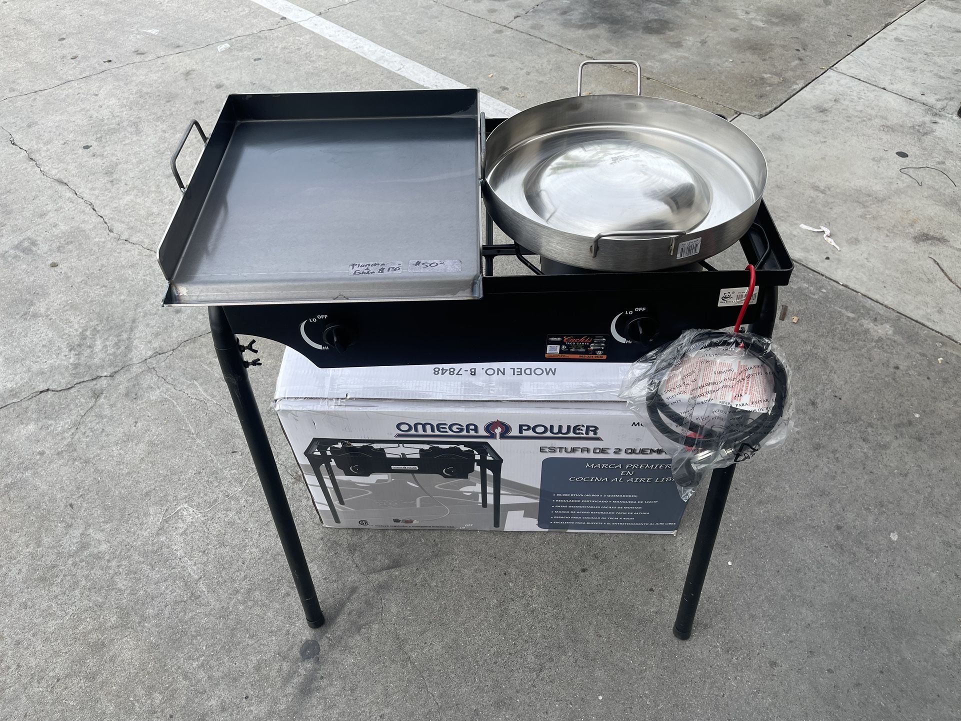 estufa De Dos Quemadores Con Plancha Y Comal Choricero