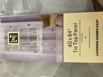 Curtain: Tie Top Panel with lavender daisy