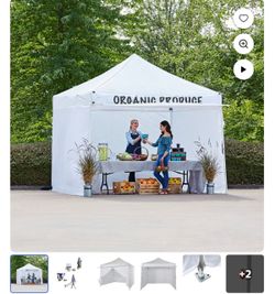 Canopy Ozark Trail Carpa Instantánea Comercial Blanca de 10' x 10' de Patas Rectas con Paredes Laterales