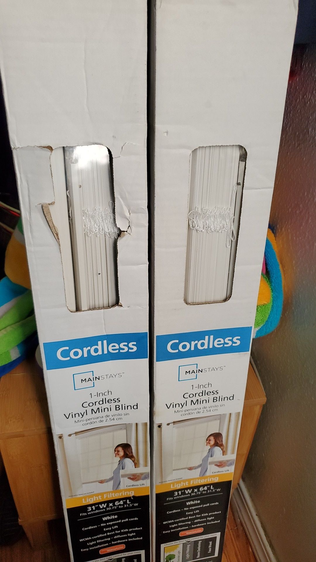 Mainstays 1" cordless mini blinds 31" W x 64" L