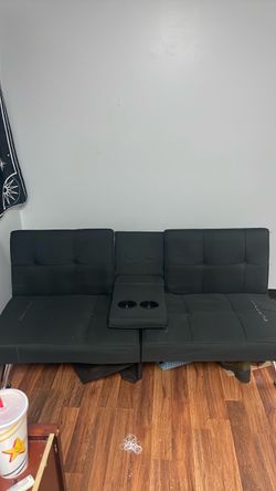 Black Faux Leather Futon Sofa Bed