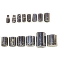 Craftsman 14 Pc Socket Set 1/4" 1/2" Drive 3/16-13/16" SAE 12 Pt Shallow