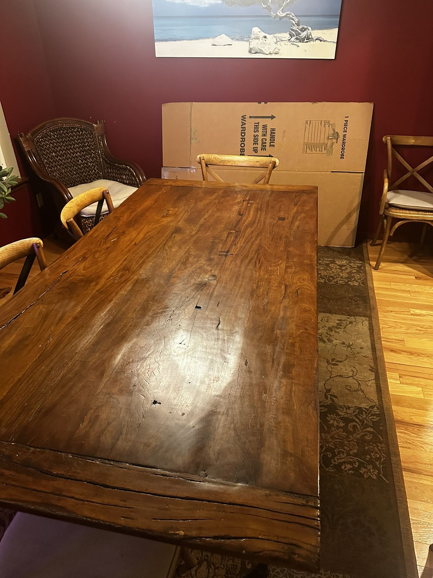 Arhaus Solid Wood Dining Table + Chairs