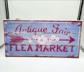 Wall Hanging Antique Fair & Flea Market Sign Country French Home Decor