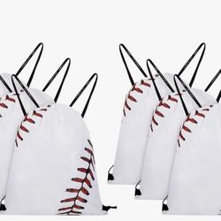 Baseball Drawstring Backpack Bag 6pcs