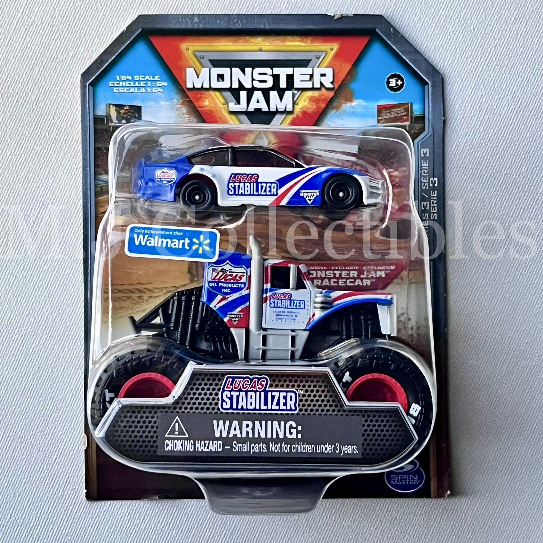 Monster Jam 2Pk LUCAS OIL STABILIZER 2024 Series 3 Walmart Exclusive True-Metal