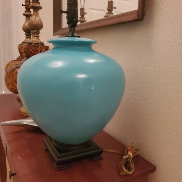 Beautiful Turquoise Mid Century Modern Table Lamp