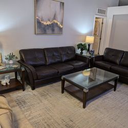 Cindy Crawford Leather Set With Tables
