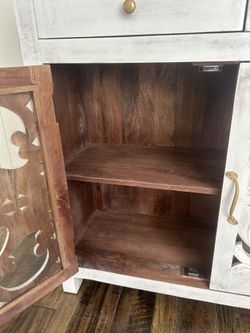 white/ gold hutch