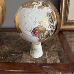 White And Gold Marble Globe 