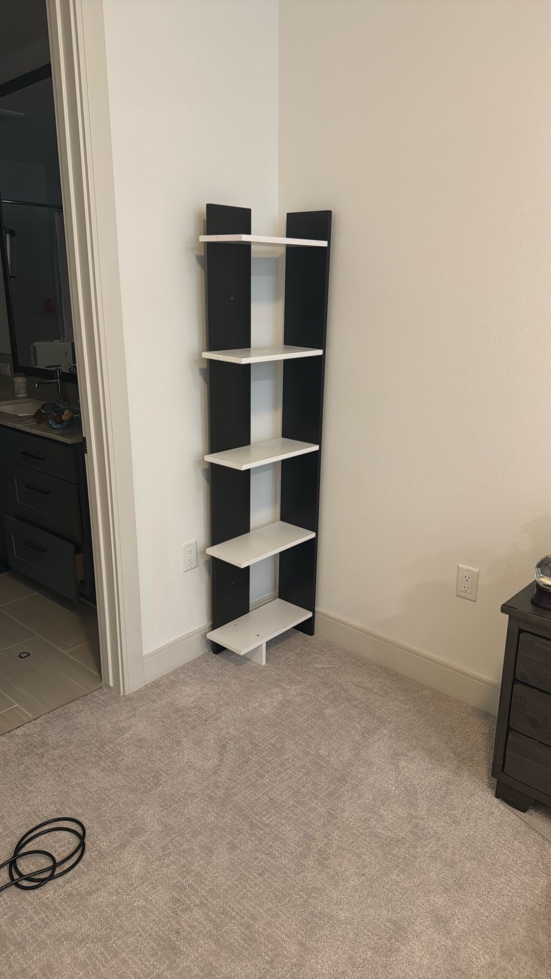 Black And White Corner Bookshelf