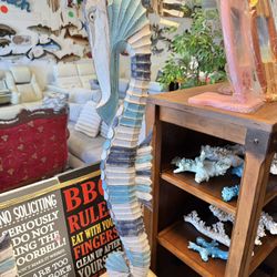 New 40” Handcrafted Carved Seahorse 