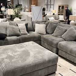 Lindyn Fog 5-Piece Right-Arm Facing Sectional And Ottoman$10 Down Payment And Financing Available
