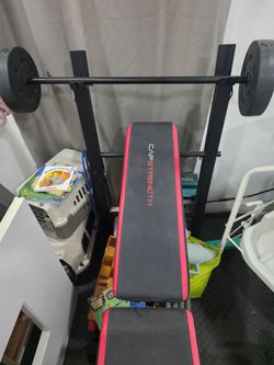 Weight Bench + Barbell + 90 lbs Weights — CAP Strength Home Gym Set