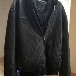 Mens XL Hooded Leather Jacket