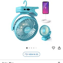 Clip on Fan 65Hrs Camping Fan with LED Light, 12000mAh Battery Operated Fans & PortableFan Rechargeable, Small Desk Fans USB TravelFan for Tent Campin