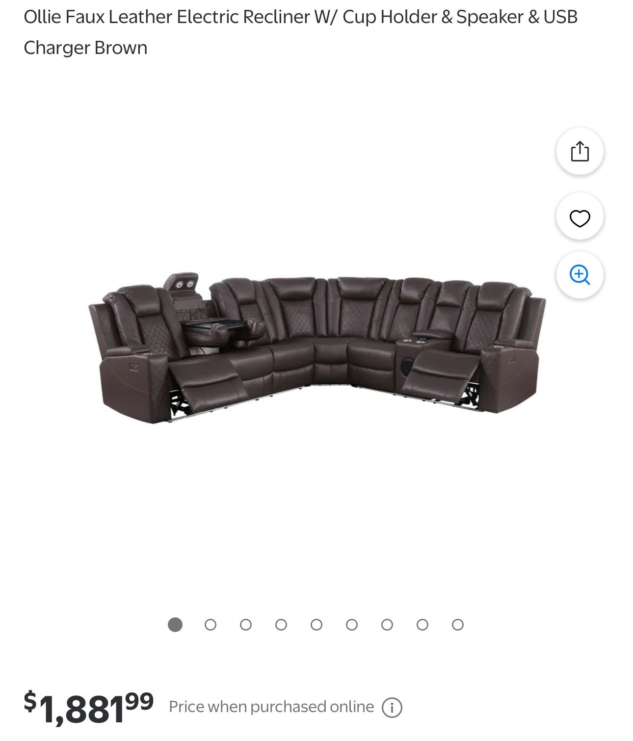 Ollie Faux Leather Electric Sofa