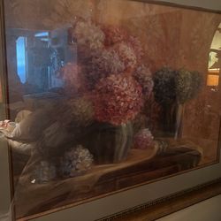 Hydrangeas Flower Artwork Framed Glass, 