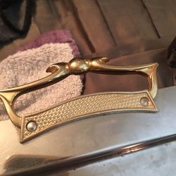 Vintage 1960 Kromex Serving Tray Stainless Steel With Brass Handles Rectangle In Fair Condition 