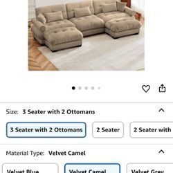 Oversized Cream Comfy Couch Sectional 