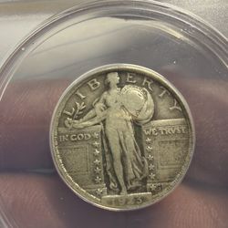 1923 25C Standing Liberty ANACS F-15