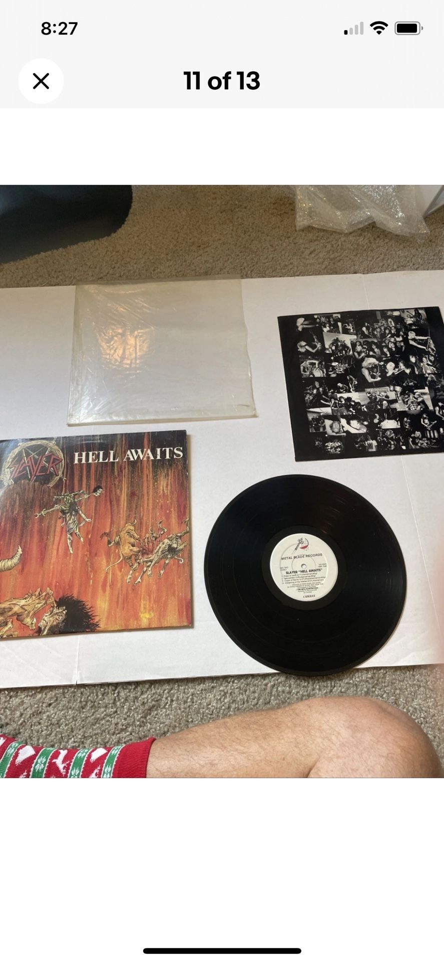 SLAYER HELL AWAITS FIRST US PRESSING METAL BLADE GREEN COMBAT LABEL VG++ BLK Vinyl NM