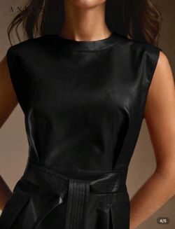 Mídi Dress Faux Leather 