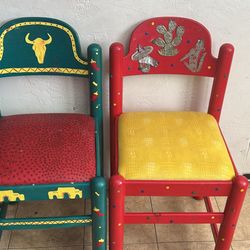 2 Solid Wood Mexican Chairs
