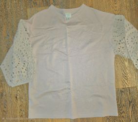 A New Day - Womens - Size: XS - Tops - Pullover Blouse - Ran Cutout Puff - 3/4 Sleeve - Cotton - Beige