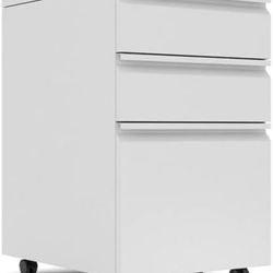Under Desk File Cabinet, 3 Drawers Mobile Metal Filing Cabinet with Lock and Wheels for Home Office Letter/Legal/A4