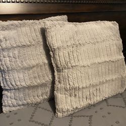 2 Soft Grey Decorative Pillows