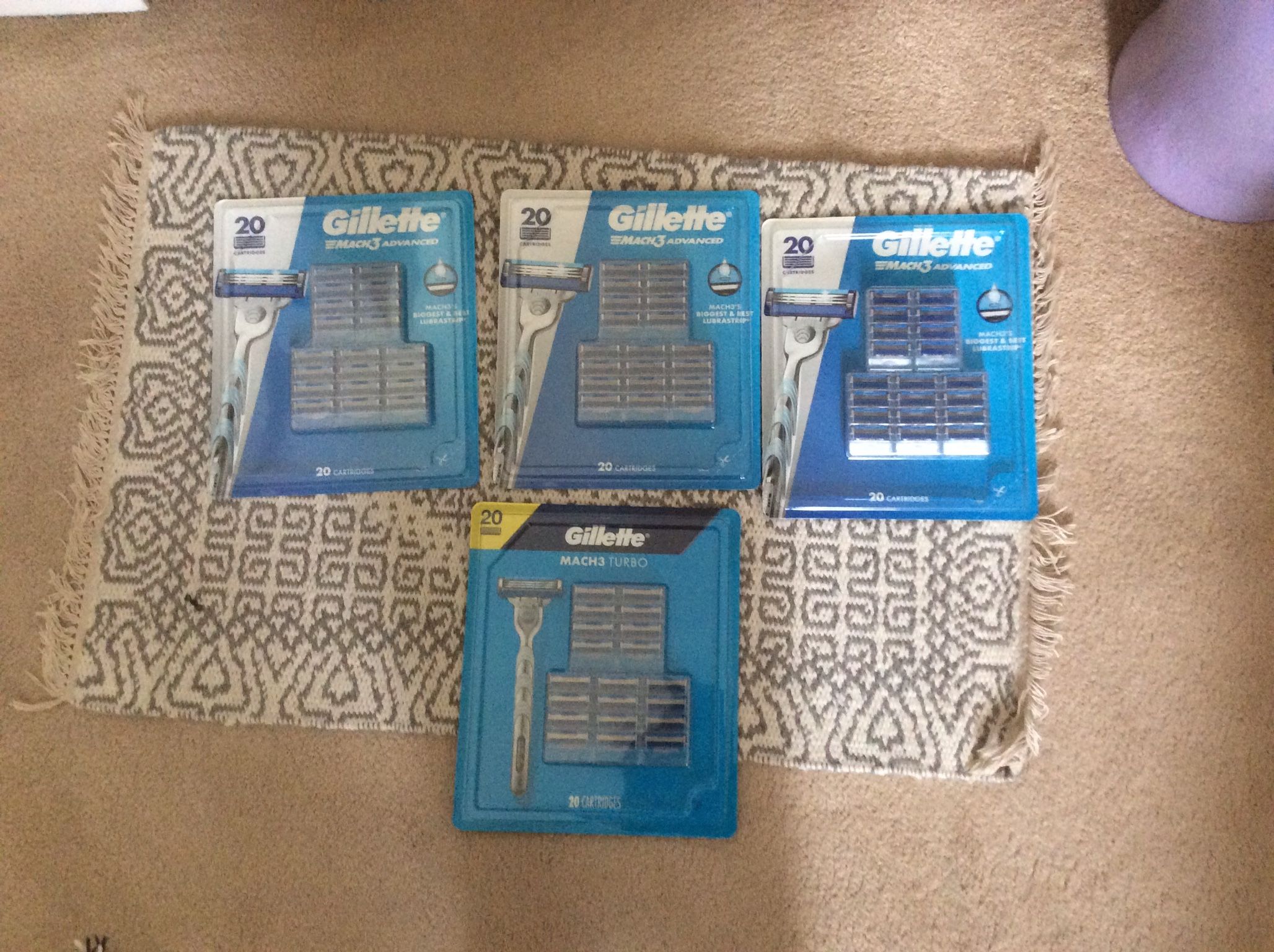 Gillette 20 Pack Mach 3 Razor Cartridges (4 packs)