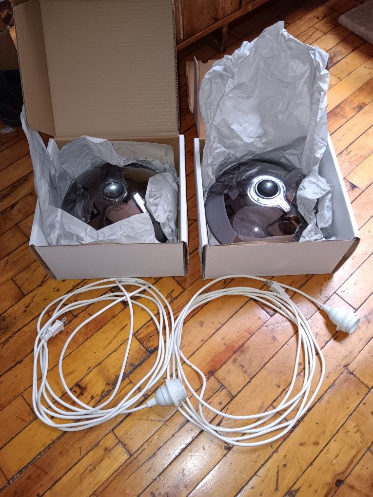 Two Ikea Grundamne Lamp Shades And Two Lamp Cords