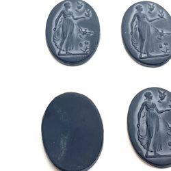 6 Black Grecian Cameo Centers