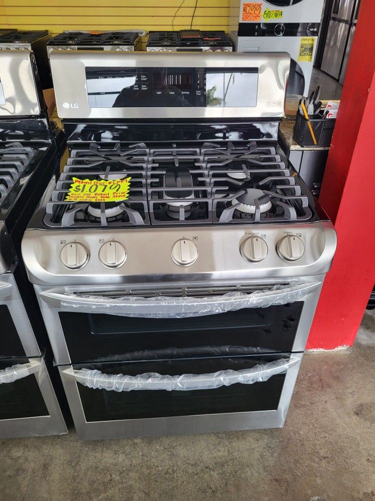 New LG ThinQ 5 Burner Double Oven Gas Stove 30