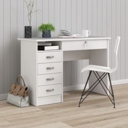 NEW White desk with lock and key