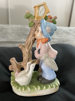 Little Boy With Two Little Ducks or Geese