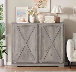 Double Tilt Out Trash Can Cabinet, Grey - HLG059