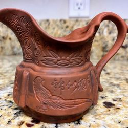 Vintage Yixing Clay Zisha Engraved Pitcher