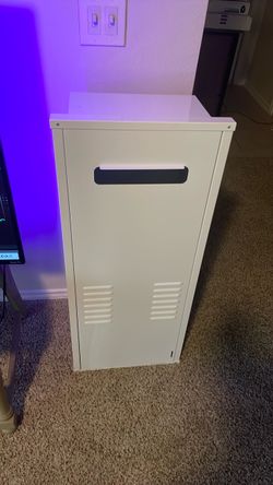 White Metal Storage Cabinet with Vents