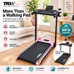 3-in-1 Walking Pad Treadmill with Desk – Incline, Vibration & 300 lb Capacity