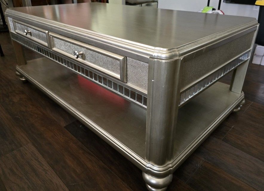 Coaster Glam Coffee Table – Mirrored Accents – 50x30x20