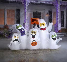 Halloween Home Accents Holiday 6.5 ft LED Lighted Inflatable Ghosts Scene