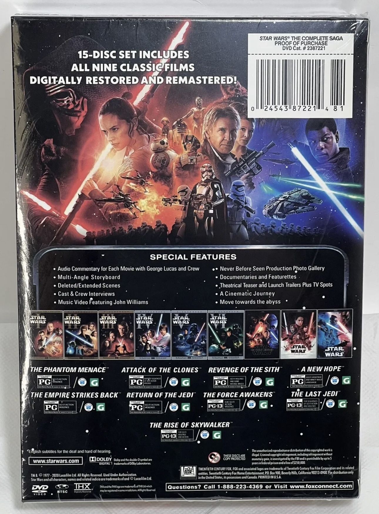 Star Wars Complete - Collection Saga Episodes 1-9 (DVD 15-Disc